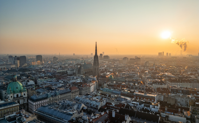 Foto zeigt die Stadt Wien von oben 