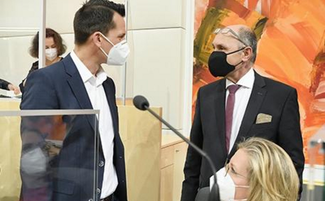 Gesundheitsminister Mückstein und Präsident Sobotka